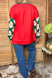 Western Santa print long sleeve & red Christmas women's boutique top GJQ17624
