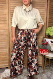 Western vintage cowboy patchwork print wide leg women's pant Southern Stitch GJQ17629