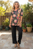 Western leopard & floral short sleeve women's boutique top Southern Stitch GJQ17632