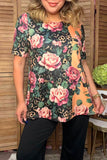 Western leopard & floral short sleeve women's boutique top Southern Stitch GJQ17632