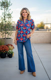 Western floral print short sleeve women's boutique top Southern Stitch GJQ17633