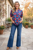 Western floral print short sleeve women's boutique top Southern Stitch GJQ17633