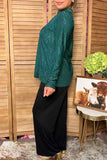 Trendy green subtle wavy jacquard pattern women's boutique top GJQ17685