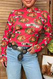 Western Christmas horse gift print sheer women's boutique top Southern Stitch GJQ17687