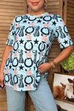 Western cowgirls print short sleeve women's boutique top Southern Stitch GJQ17693 FS2