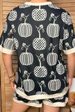 Western checkered pumpkin print black women's boutique set Southern Stitch GJQ17700