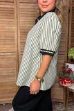 Western grey/white stripes short sleeve women's boutique top Southern Stitch GJQ17733