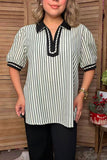 Western grey/white stripes short sleeve women's boutique top Southern Stitch GJQ17733