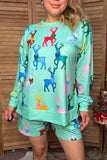 Christmas deers long sleeve sweatshirts & shorts women's boutique set Southern Stitch GJQ17740