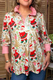 Christmas santa & pink stripe women's boutique top Southern Stitch GJQ17755