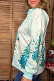 Christmas tree & blue stripe v-neck long sleeve women's boutique top Southern Stitch GJQ17761