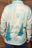 Christmas tree & blue stripe v-neck long sleeve women's boutique top Southern Stitch GJQ17761