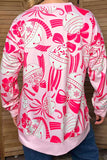 Christmas ornament & bow pink long sleeve women's boutique top Southern Stitch GJQ17762