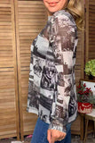 Western elements print sheer long sleeve women's boutique top Southern Stitch GJQ17840