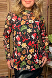 Christmas sheer long sleeve women's boutique top Southern Stitch GJQ17841