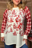 Christmas vintage santa plaid raglan long sleeve women's boutique top Southern Stitch GJQ17857