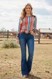 Western striped/leopard long sleeve women's boutique top GJQ8038 (D10)