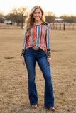 Western striped/leopard long sleeve women's boutique top GJQ8038 (D10)