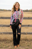 Western leopard sequin pocket women's boutique top GJQ9582 CLE