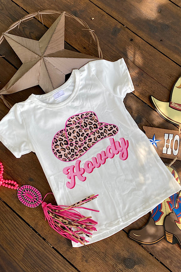 1117WY HOWDY cowgirl hat printed girl top