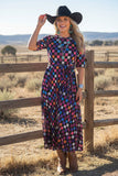 Western checkered sheer maxi women boutique dress Southern Stitch HQ17577