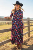 Western checkered sheer maxi women boutique dress Southern Stitch HQ17577