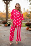 Western pink polka dots & stripes women boutique set Southern Stitch HQ17588