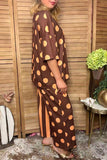 Western brown polka dots & stripes women boutique set Southern Stitch HQ17589