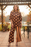 Western brown polka dots & stripes women boutique set Southern Stitch HQ17589