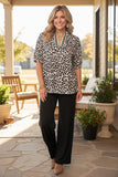 Western leopard print short sleeve women's boutique top Southern Stitch HQ17594