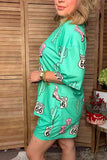 Western patterns mint short sleeve top & shorts women's boutique set Southern Stitch HQ17649