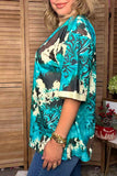 Western cow pattern & turquoise tie dye short sleeve women's boutique top Southern Stitch HQ17650