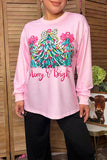 Christmas tree & Merry Bright pink women's boutique top Southern Stitch HQ17656