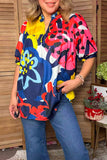Western vibrant floral short sleeve women's boutique blouse Southern Stitch HQ17663