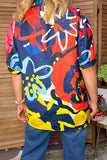 Western vibrant floral short sleeve women's boutique blouse Southern Stitch HQ17663