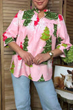 Christmas tree print pink baby doll women's boutique top Southern Stitch HQ17664