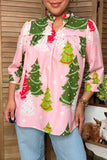 Christmas tree print pink baby doll women's boutique top Southern Stitch HQ17664
