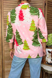 Christmas tree print pink baby doll women's boutique top Southern Stitch HQ17664