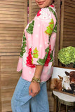 Christmas tree print pink baby doll women's boutique top Southern Stitch HQ17664