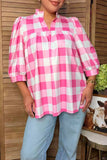 Western pink white checkered baby doll women's boutique top Southern Stitch HQ17666 FS4