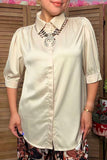 Western cream silky puff sleeve women's boutique blouse Southern Stitch HQ17743