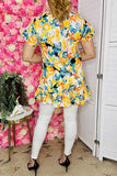 Women's short sleeve t-shirt suppliers Floral printed w/ruffle sleeve & bottom HX5620 (FS9)