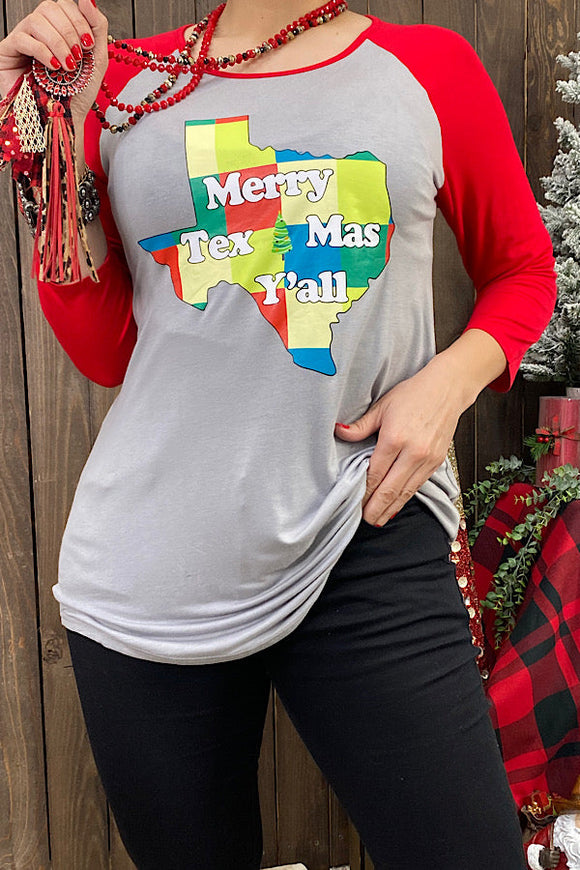 HX5877  ''Merry Texmas y'all'' graphic t-shirt