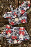 Shop White and black checkered heifer printed 2pcs baby set XCH0999-9H
