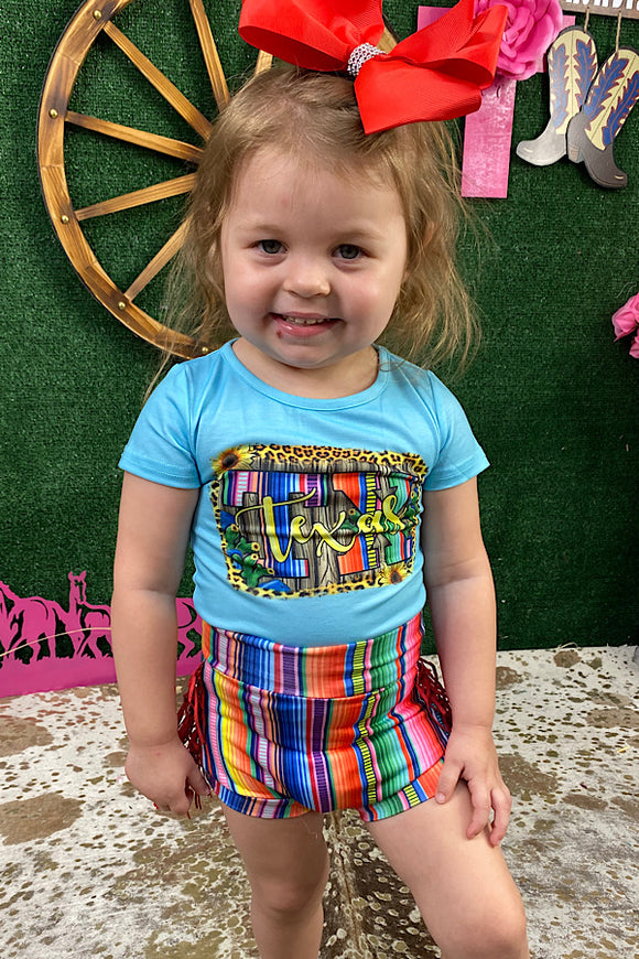 XCH0111-1H TEXAS serape bloomer and t-shirt  printed 2pcs baby set