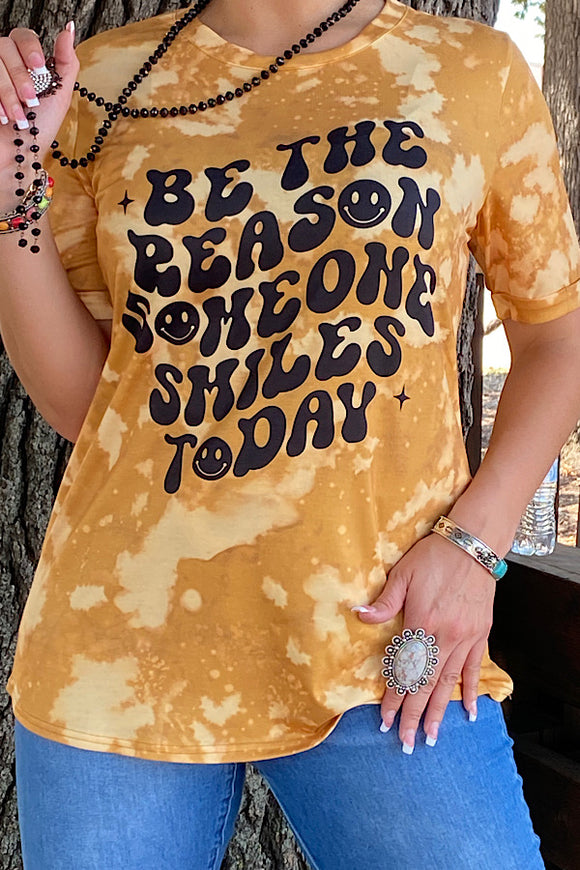BE THE REASON SOMEONE SMILES TODAY TIE DYE SHORT SLEEVE TOP DLH13746