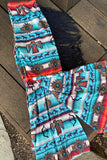 MULTICOLOR AZTEC PRINT GIRLS GIRL BELL BOTTOMS W/FRINGE 1126WY