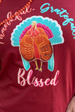 DLH9964 THANKFUL,GREATFUL BLESSED Turkey printed short sleeve t-shirt