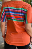GJQ9938 Orange short sleeve top w/multi color serape print