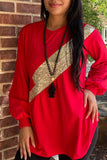 Red long sleeve blouse w/gold sequin BQ11979